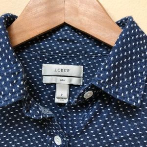 ❤️J. Crew Navy Embroidered Polka Dot Boy Shirt